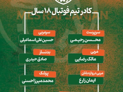 معرفی کادر فنی تیم فوتبال ۱۸ سال مس رفسنجان
